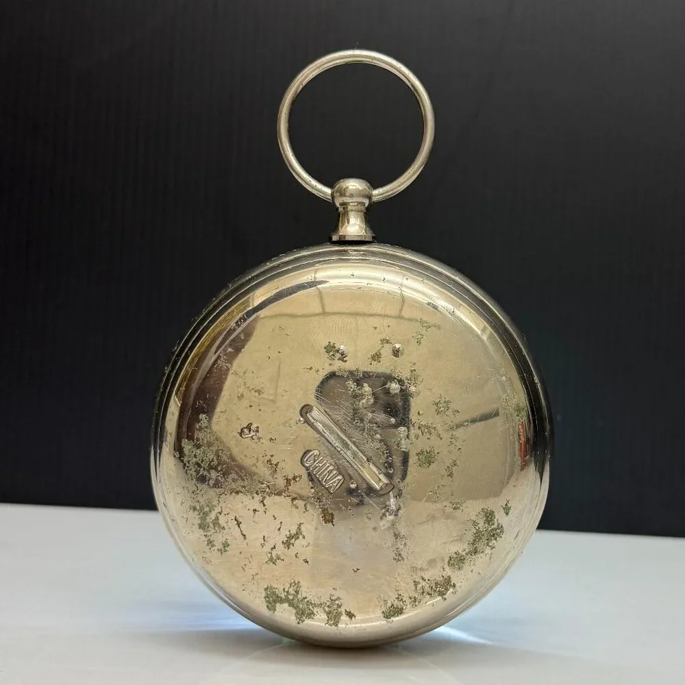 VINTAGE Clock Mechanical Pocket Watch 3 7/8" - Picture 3 of 4